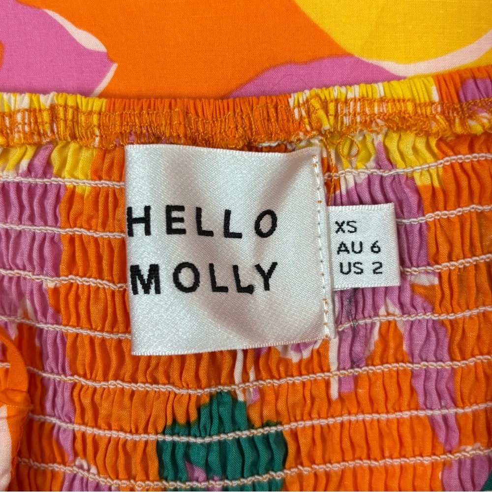 Hello Molly Fresh Lemonade Mini Dress Size XS 2 Orange Floral - Picture 8 of 10